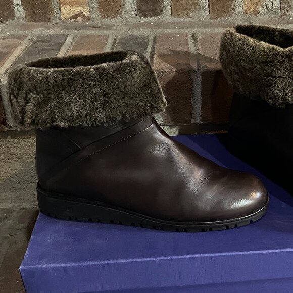 Brand New NIB Stuart Weitzman Brown Leather Shearling Cooper Chill Boot Size 9 - Picture 5 of 9